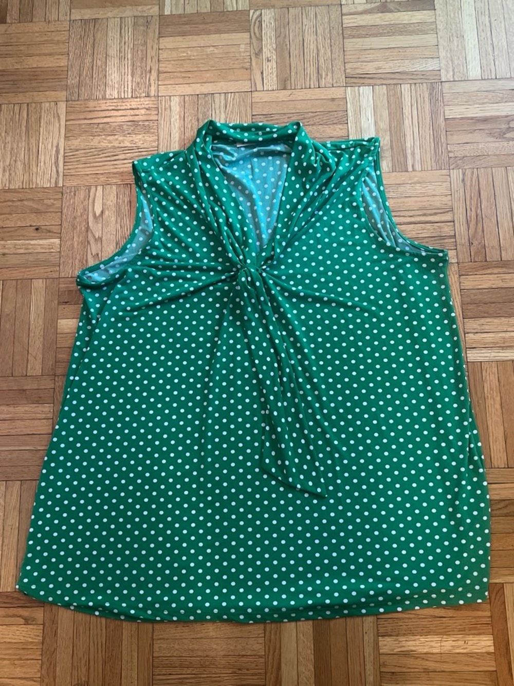 Beacon Green and White Polka Dot Tie-Front Sleeveless Camisole XXL